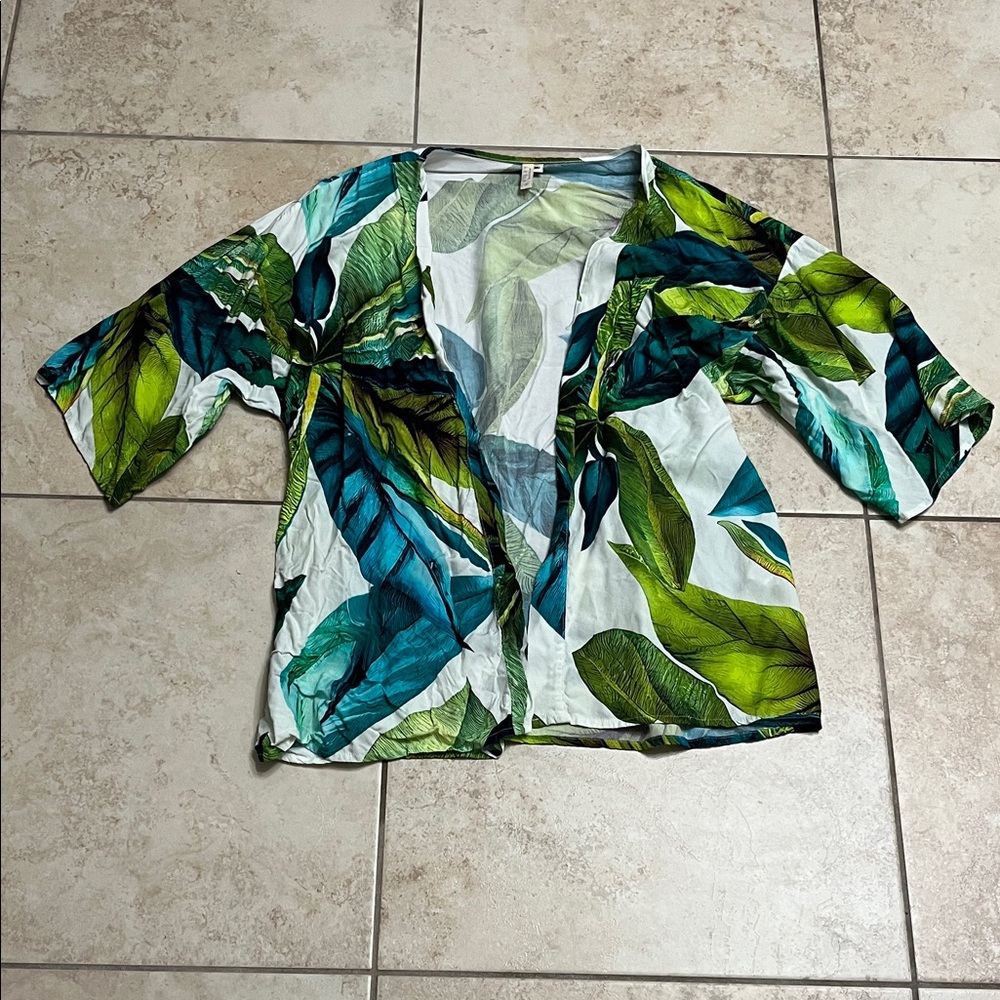 Tropical Leaf Print Women's Beach Cover Up
